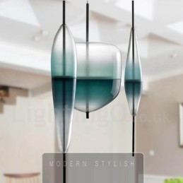 Suspension contemporaine moderne à dégradé de couleurs avec abat-jour en verre