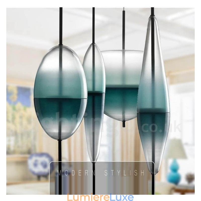 Suspension contemporaine moderne à dégradé de couleurs avec abat-jour en verre