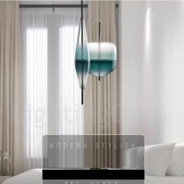 Suspension contemporaine moderne à dégradé de couleurs avec abat-jour en verre