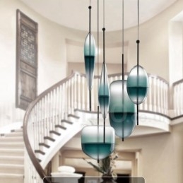 Suspension contemporaine moderne à dégradé de couleurs avec abat-jour en verre