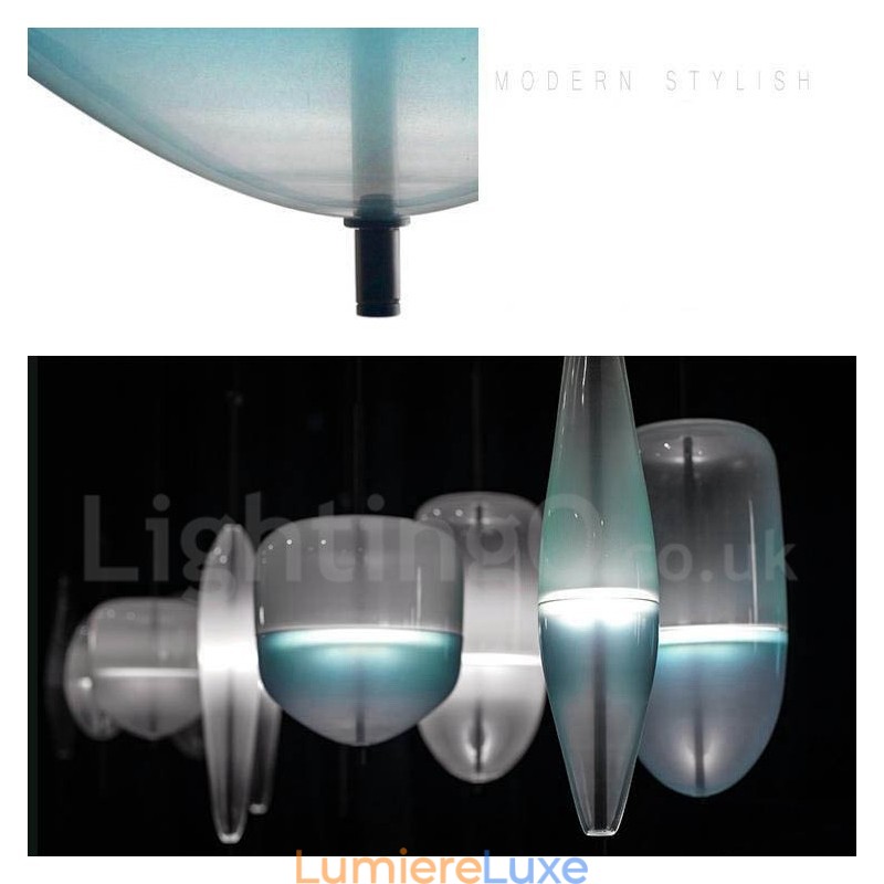 Suspension contemporaine moderne à dégradé de couleurs avec abat-jour en verre
