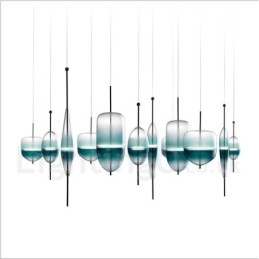 Suspension contemporaine moderne à dégradé de couleurs avec abat-jour en verre