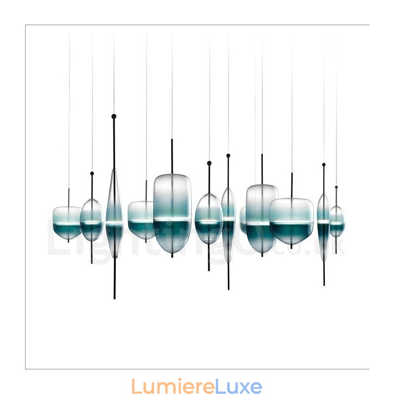 Suspension contemporaine moderne à dégradé de couleurs avec abat-jour en verre