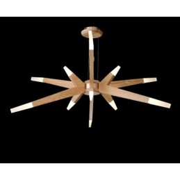 Suspension moderne contemporaine en bois à 12 lumières