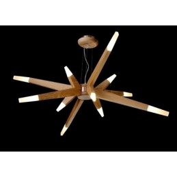 Suspension moderne contemporaine en bois à 12 lumières