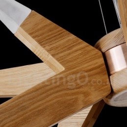Suspension moderne contemporaine en bois à 12 lumières