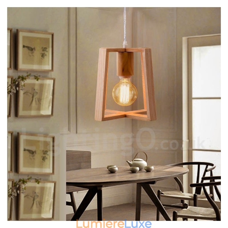 Suspension contemporaine moderne en bois à 1 lumière