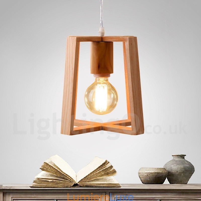 Suspension contemporaine moderne en bois à 1 lumière