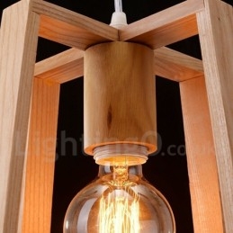 Suspension contemporaine moderne en bois à 1 lumière