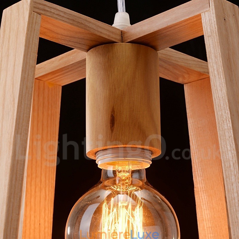 Suspension contemporaine moderne en bois à 1 lumière