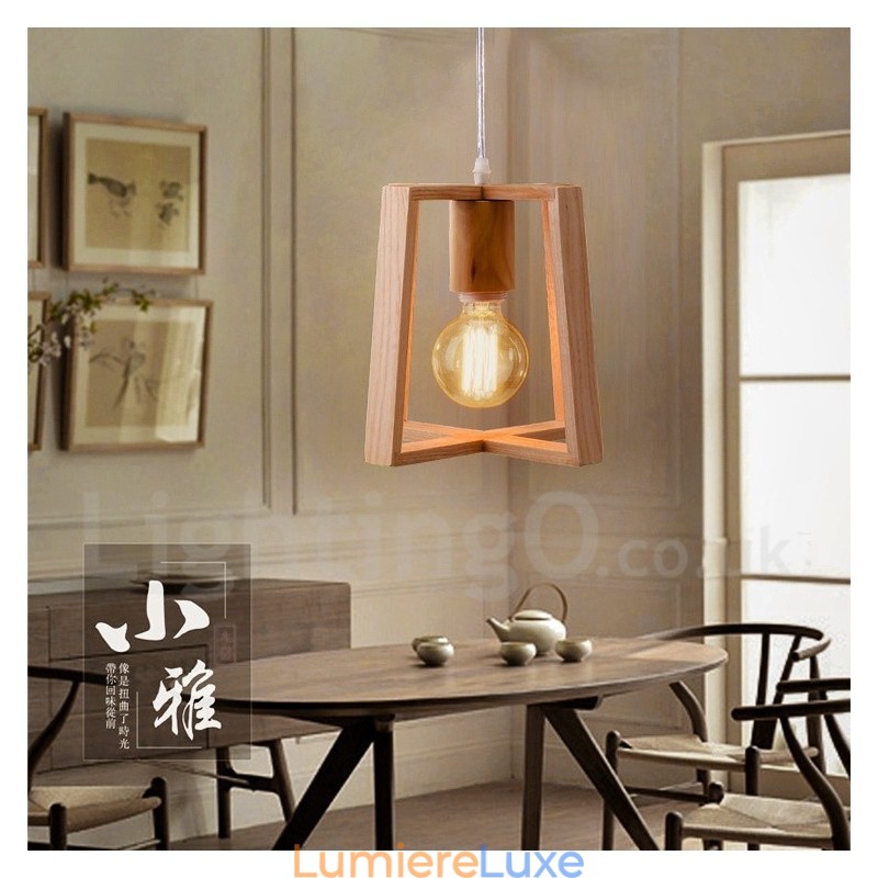 Suspension contemporaine moderne en bois à 1 lumière