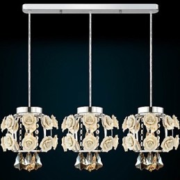 Lustre suspendu à fleurs et cristal
