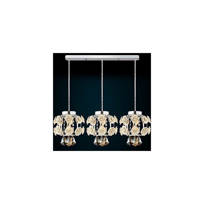 Lustre suspendu à fleurs et cristal