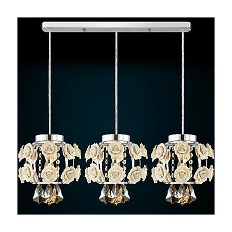 Lustre suspendu à fleurs et cristal Lustre suspendu à fleurs et cristal