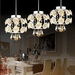 Lustre suspendu à fleurs et cristal
