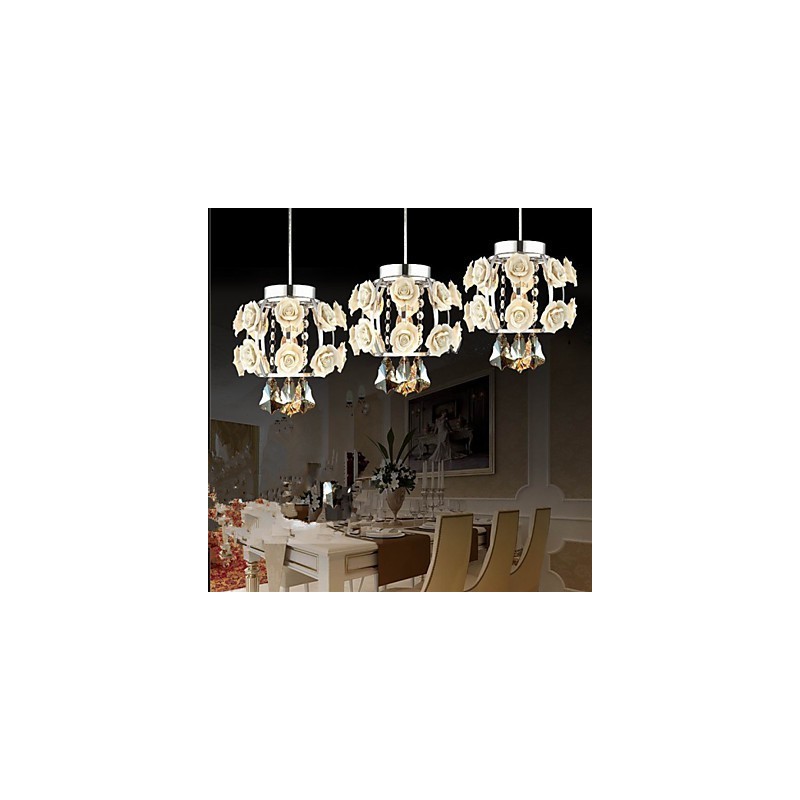 Lustre suspendu à fleurs et cristal