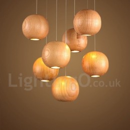 Suspension globe en bois Rustic Lodge