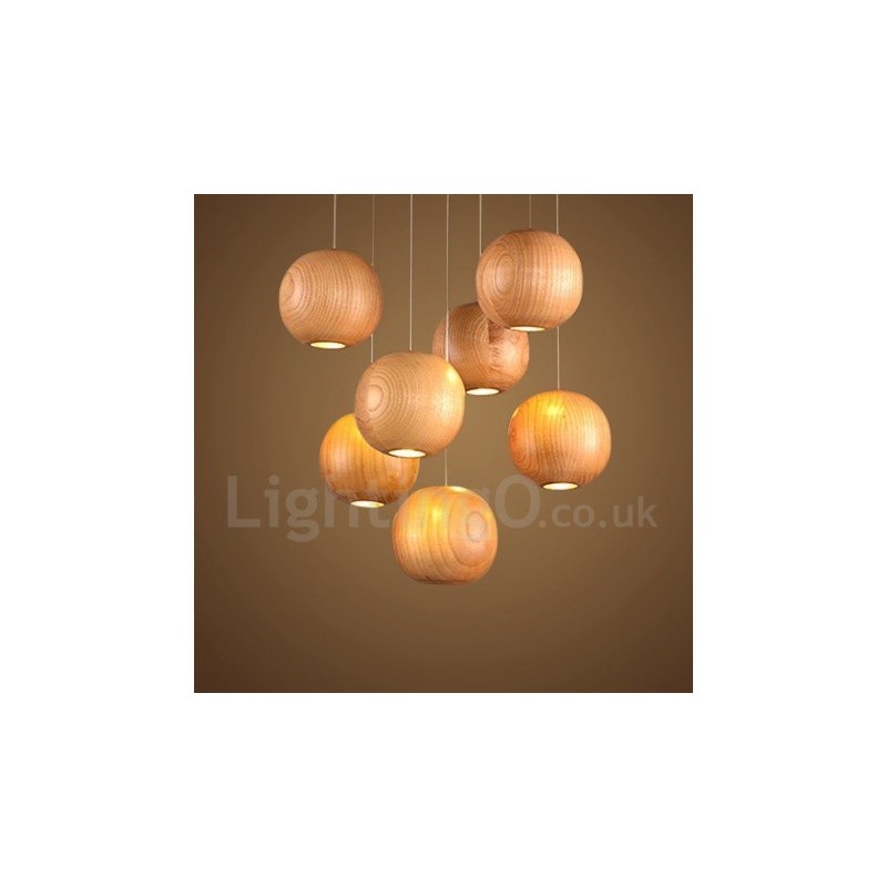 Suspension globe en bois Rustic Lodge