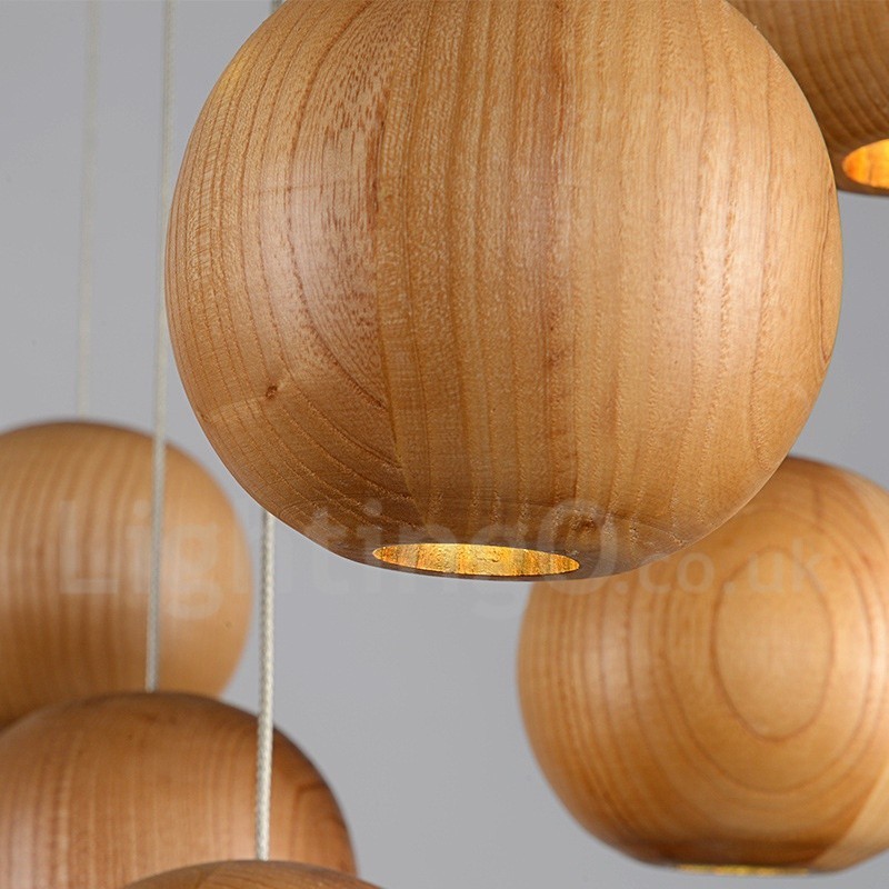 Suspension globe en bois Rustic Lodge