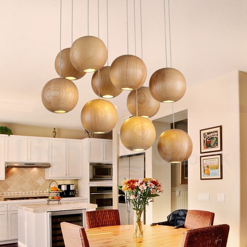 Suspension globe en bois Rustic Lodge