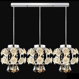 Lustre suspendu à fleurs et cristal