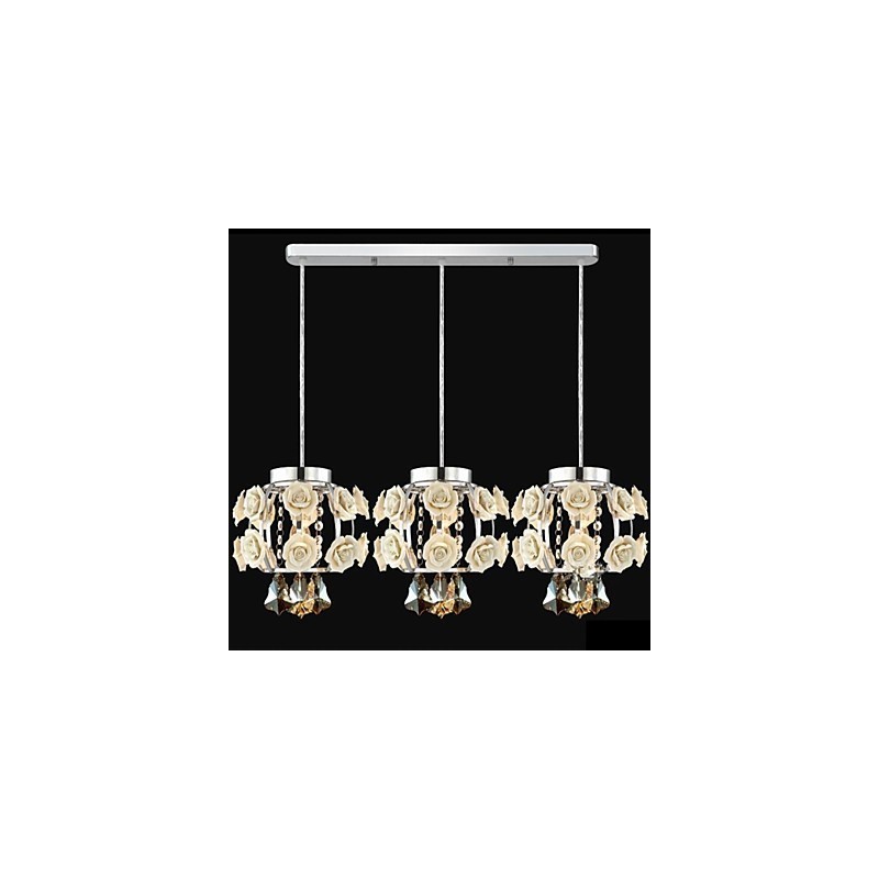 Lustre suspendu à fleurs et cristal