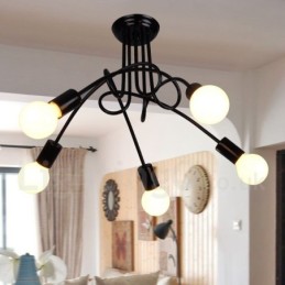 Lustre en métal noir Country à 5 lumières