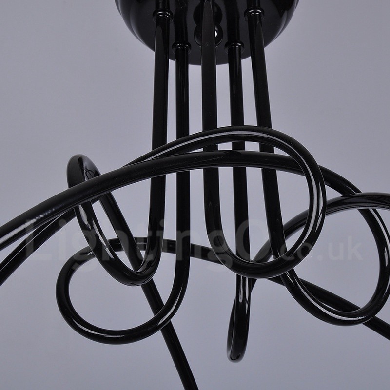 Lustre en métal noir Country à 5 lumières