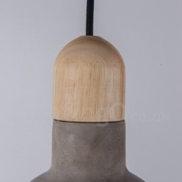 Suspension rétro vintage en bois et béton à une seule lumière