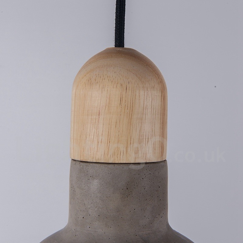 Suspension rétro vintage en bois et béton à une seule lumière