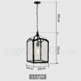 Suspension rustique en métal avec abat-jour en verre