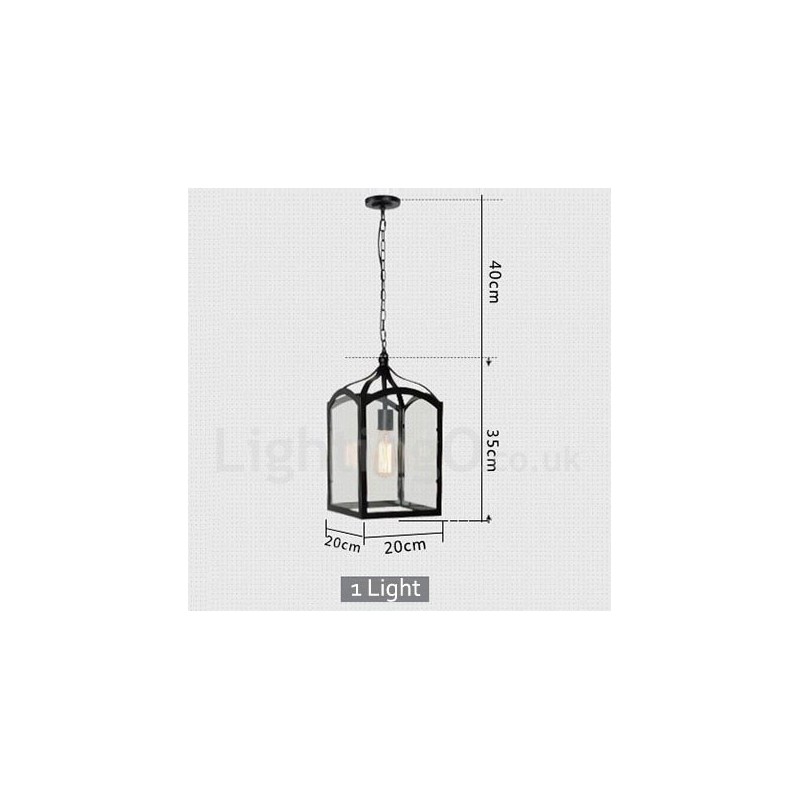 Suspension rustique en métal avec abat-jour en verre