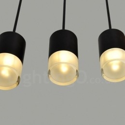 Pour suspension noire à 3 lumières avec abat-jour en verre