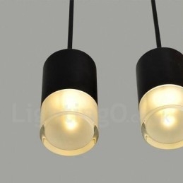 Pour suspension noire à 3 lumières avec abat-jour en verre