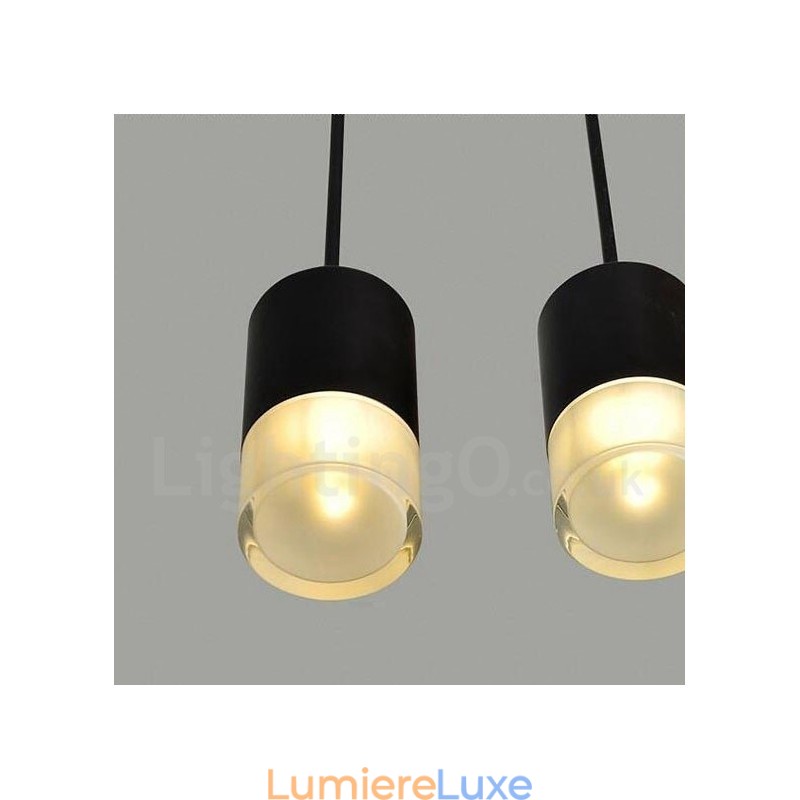 Pour suspension noire à 3 lumières avec abat-jour en verre