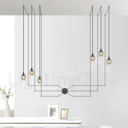 Pour suspension à 6 lumières avec abat-jour en verre
