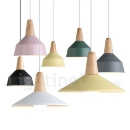 Suspension moderne contemporaine en bois et métal multicolore