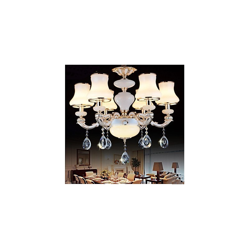 La luxueuse lampe suspendue en jade naturel de la lampe suspendue en cristal européen
