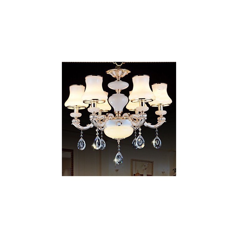 La luxueuse lampe suspendue en jade naturel de la lampe suspendue en cristal européen