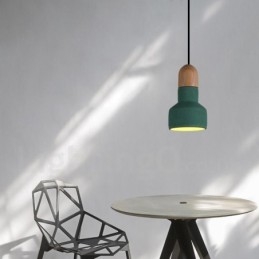 Suspension vintage en bois et béton multicolore pour lampe