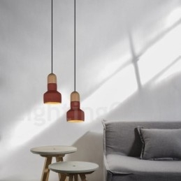 Suspension vintage en bois et béton multicolore pour lampe