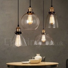 Suspension rétro vintage avec abat-jour en verre