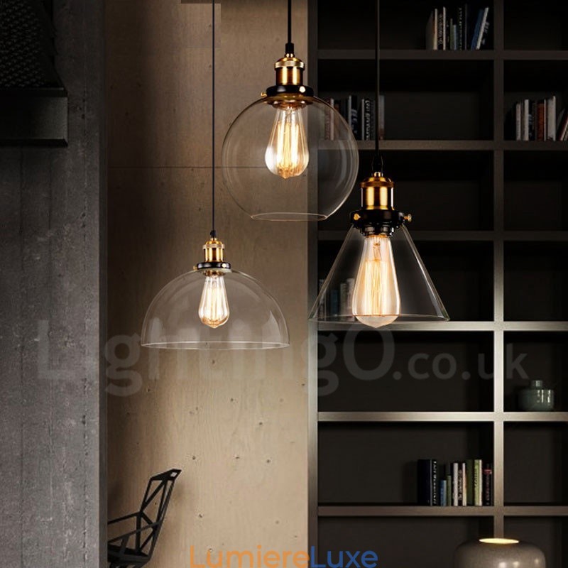 Suspension rétro vintage avec abat-jour en verre