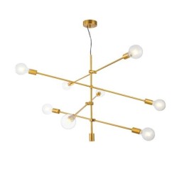 Lustre en cuivre à 6 lumières avec abat-jour en verre