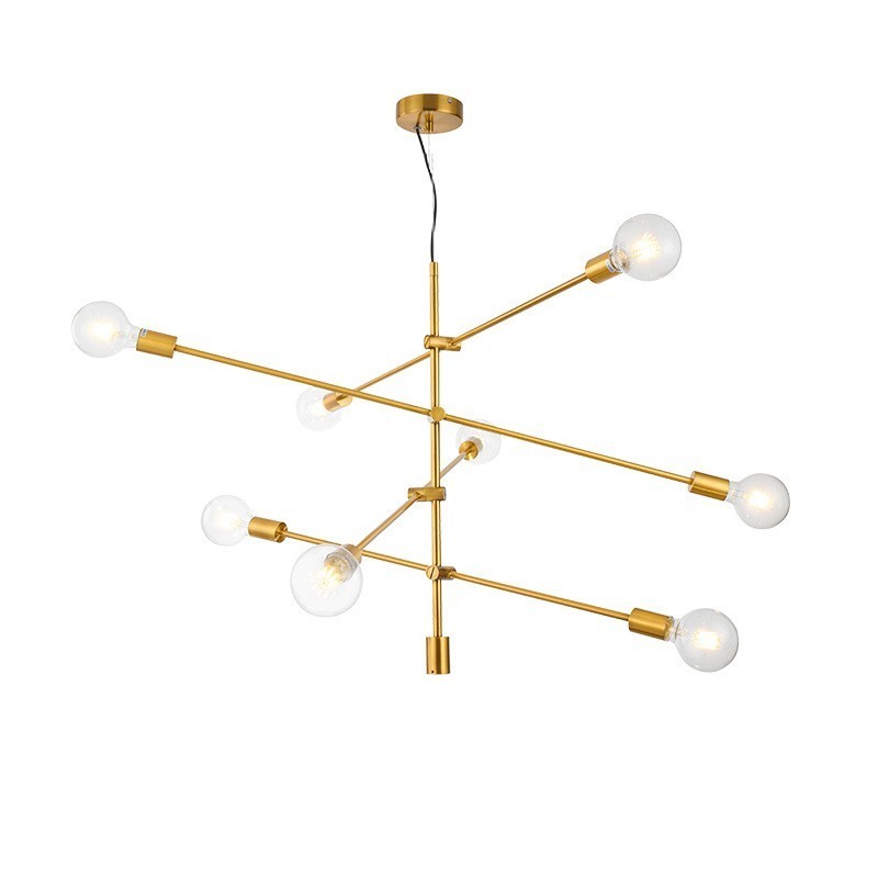 Lustre en cuivre à 6 lumières avec abat-jour en verre