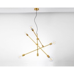 Lustre en cuivre à 6 lumières avec abat-jour en verre