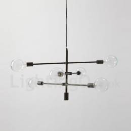 Lustre en cuivre à 6 lumières avec abat-jour en verre