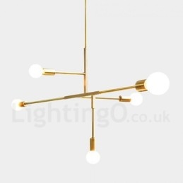 Lustre contemporain moderne en cuivre à 5 lumières