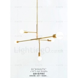 Lustre contemporain moderne en cuivre à 5 lumières