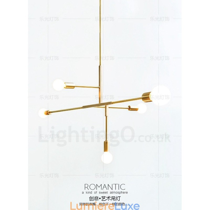Lustre contemporain moderne en cuivre à 5 lumières